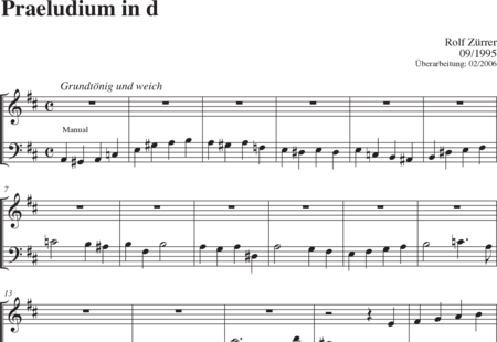 Zürrer, Rolf: Prelude in D - Órgano:0