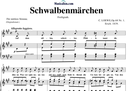 Loewe, Carl: Schwalbenmärchen - Solo>alt+Piano:0