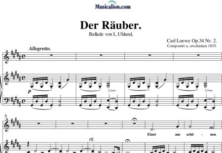Loewe, Carl: Der Räuber - Solo>alt+Piano:0