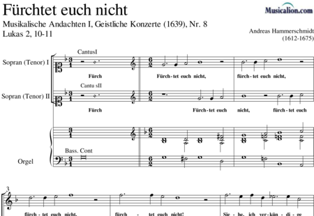 Hammerschmidt, Andreas: Fürchtet euch nicht - Solo>sop2+Organ:0