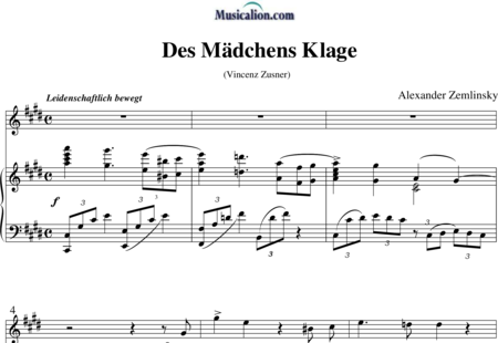 Zemlinsky, Alexander: Des Mädchens Klage - Solo>sop+Piano:0