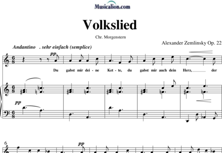 Zemlinsky, Alexander: Volkslied - Solo>sop+Piano:0