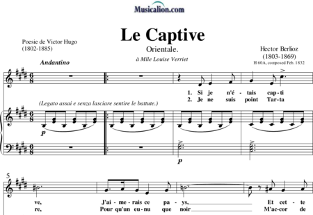 Berlioz, Hector: Le Captive - Solo>Sop+Klavier:0