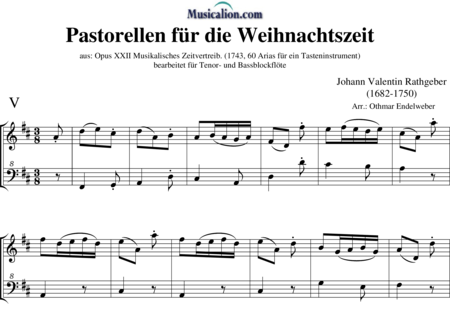 Rathgeber, Valentin
: Pastorales for Christmas time 5 (TB) - Flauta dulce 2:0