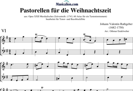 Rathgeber, Valentin: Pastorales for Christmas time 6 (TB) - Recorder 2:0