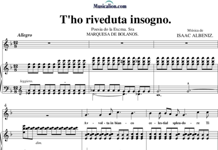 Albeniz, Isaac: T'ho riveduta insogno - Solo>Sop+Klavier:0