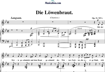 Schumann, Robert: Die Löwenbraut - Solo>Sop+Klavier:0