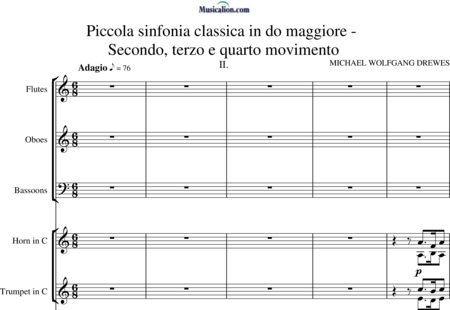 Drewes, Michael: Kleine klassische Symphonie, 2. - 4. Satz - Violine+[Fl2+Ob2+Fg2]+Hn2+Pk2+[Vla+Vc+Kb]:0