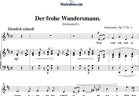 Schumann, Robert: Der frohe Wandersmann - Solo>Sop+Klavier:0