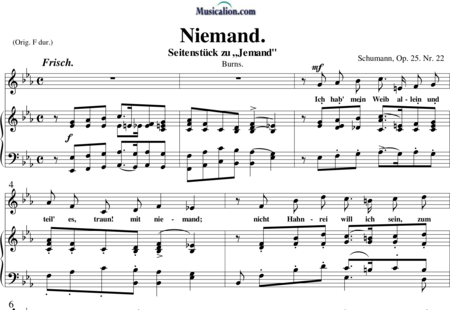 Schumann, Robert: Niemand - Solo>Sop+Klavier:0