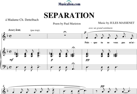 Massenet, Jules
: Separation - Solo>sop+Piano:0