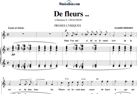 Debussy, Claude: De fleurs .. - Solo>sop+Piano:0