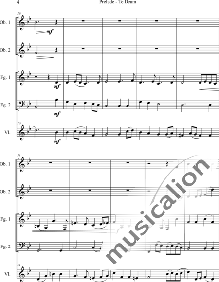 Charpentier, Marc-Antoine
: Prelude - Te Deum (Edit.) - Violín+[Ob2+Fg2]:4