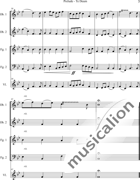 Charpentier, Marc-Antoine
: Prelude - Te Deum (Edit.) - Violín+[Ob2+Fg2]:5