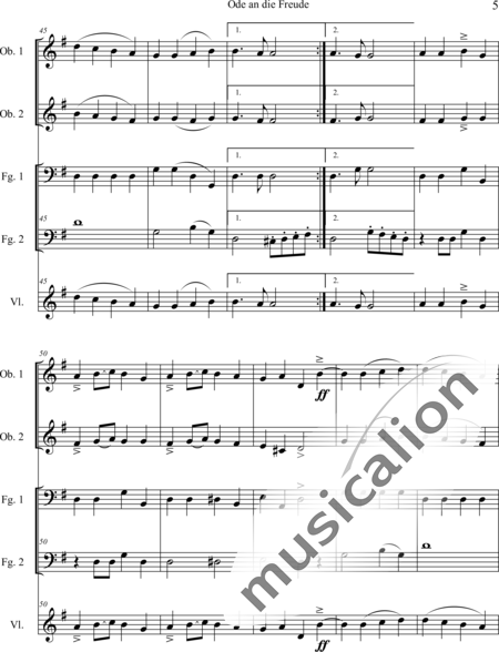 Beethoven, Ludwig van: Ode to Joy (Edit.) - Violín+[Ob2+Fg2]:5