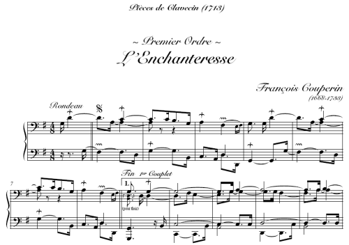 L´Enchanteresse (from "Pièces de Clavecin" Livre I) - Francois  Couperin | Sheet music to download