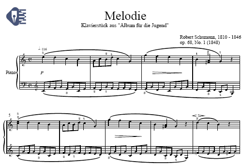 Melodía (en Do mayor) (op. 68/ 1) - Robert Schumann | Partituras con  muestra de audio