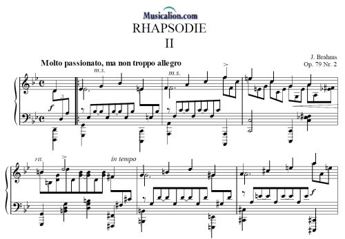 Interfaz de Musicalion con partitura de Brahms y reproductor de audio integrado