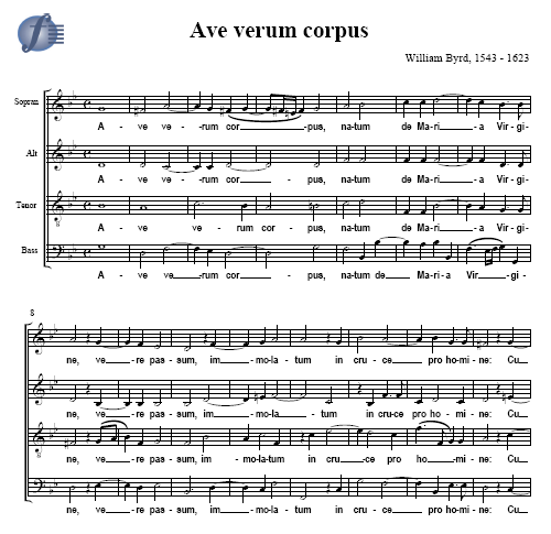 Ave Verum Corpus Motet William Byrd Sheet Music To Download