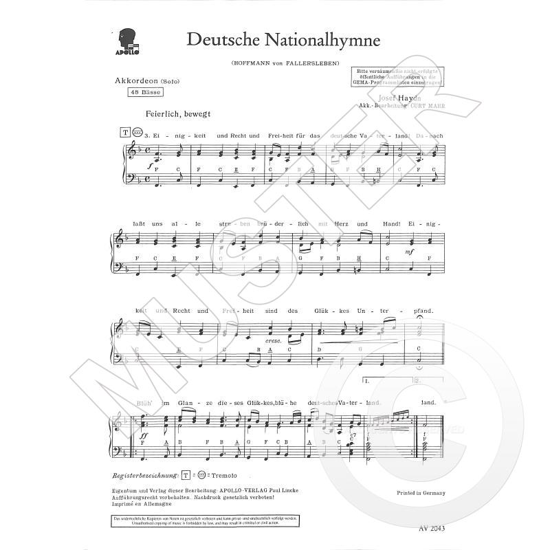 Deutsche Nationalhymne / Wir treten zum Beten! / Gott grüße Dich!