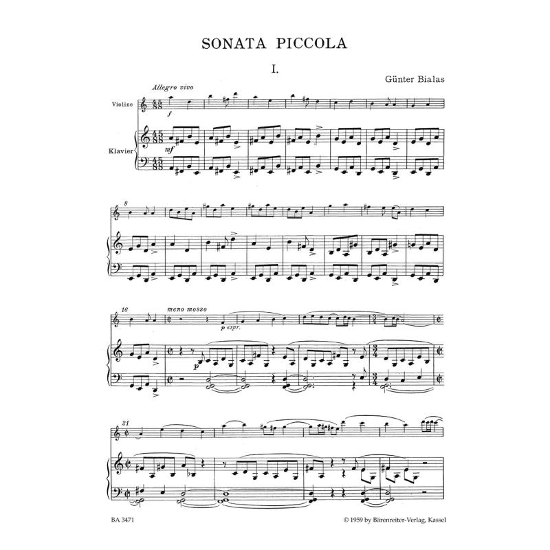 Sonata piccola für Violine und Klavier